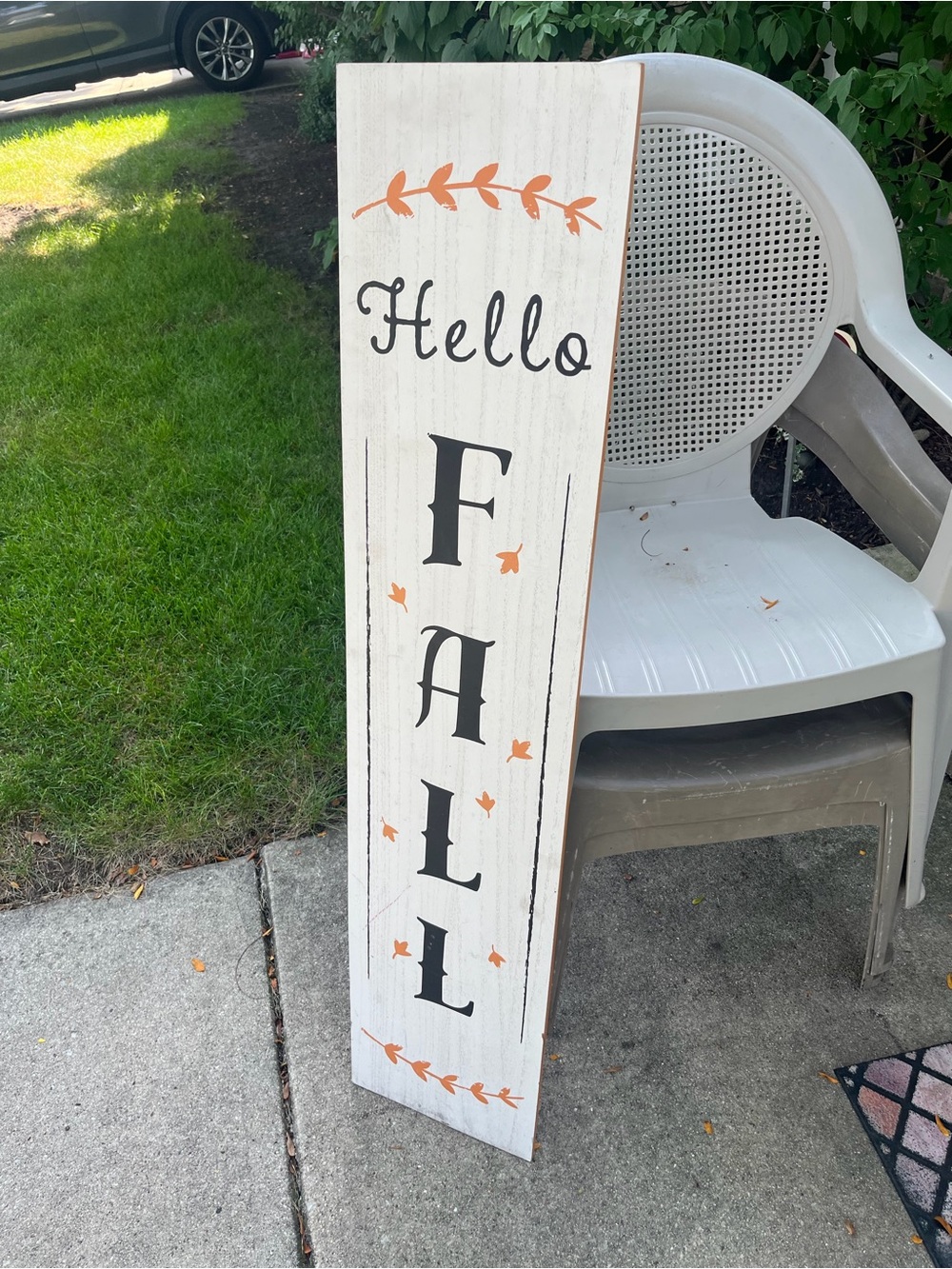 Hello fall sign outdoor plaque trick or treat one sign